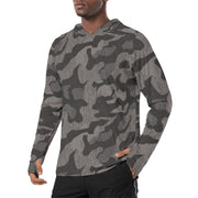 Splinter Black Forest CAMO Mens Sunscreen Sports Hoodie With Thumb Holes - S / White