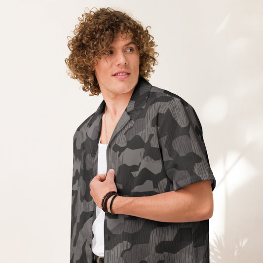German Black Forest Splinter CAMO Unisex Short-Sleeve Button Shirt - 2XS