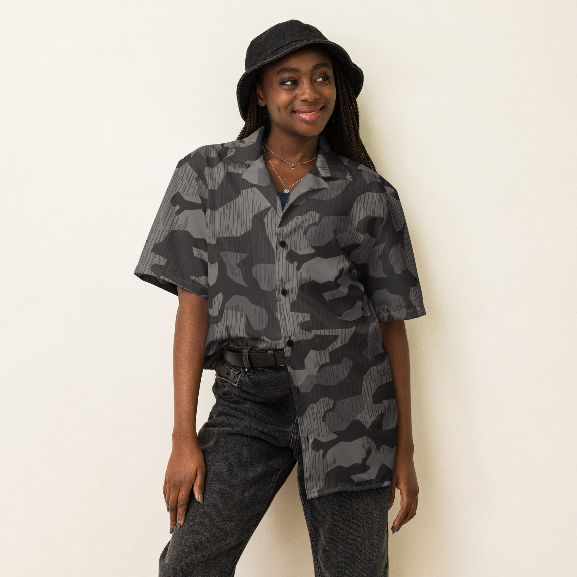 German Black Forest Splinter CAMO Unisex Short-Sleeve Button Shirt