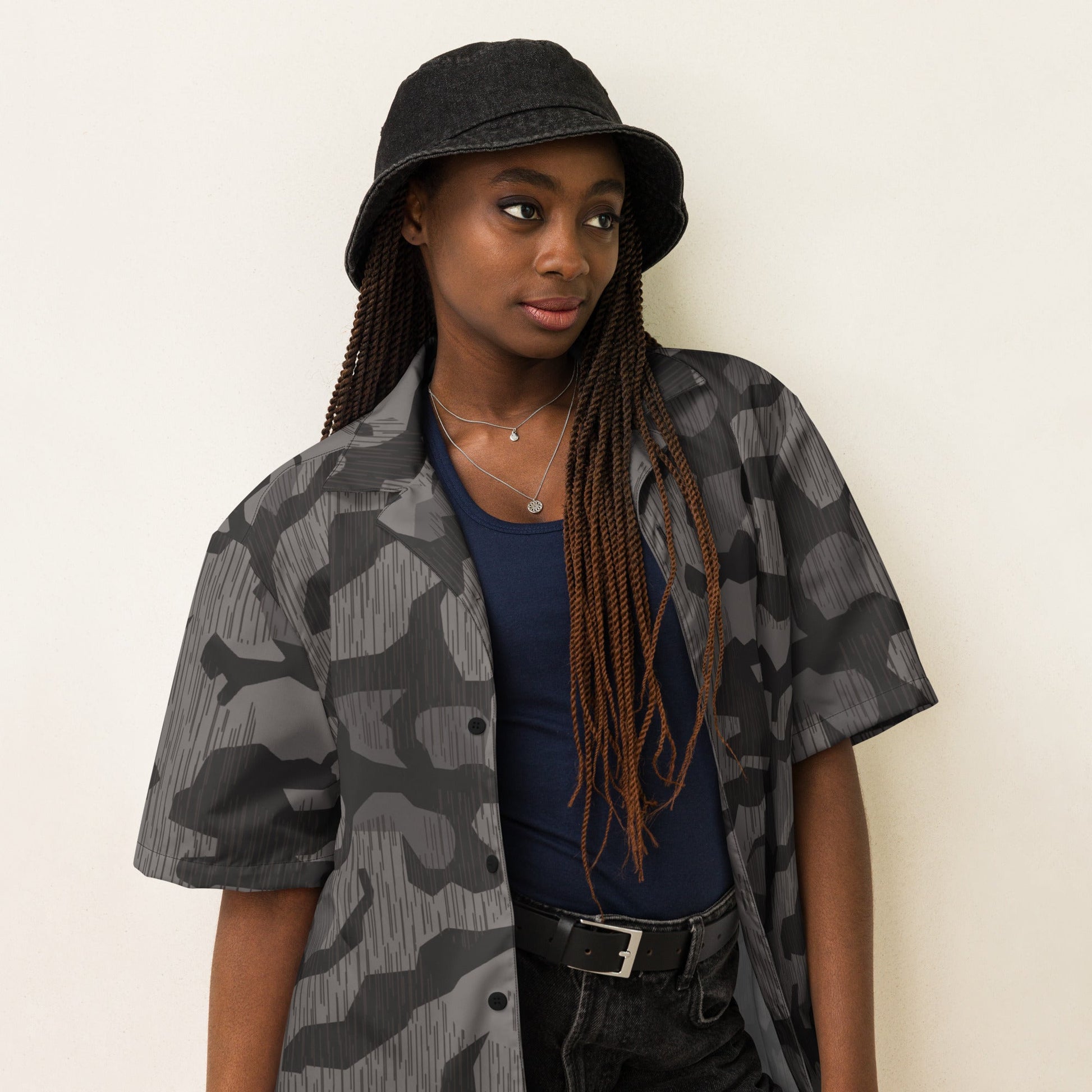 German Black Forest Splinter CAMO Unisex Short-Sleeve Button Shirt
