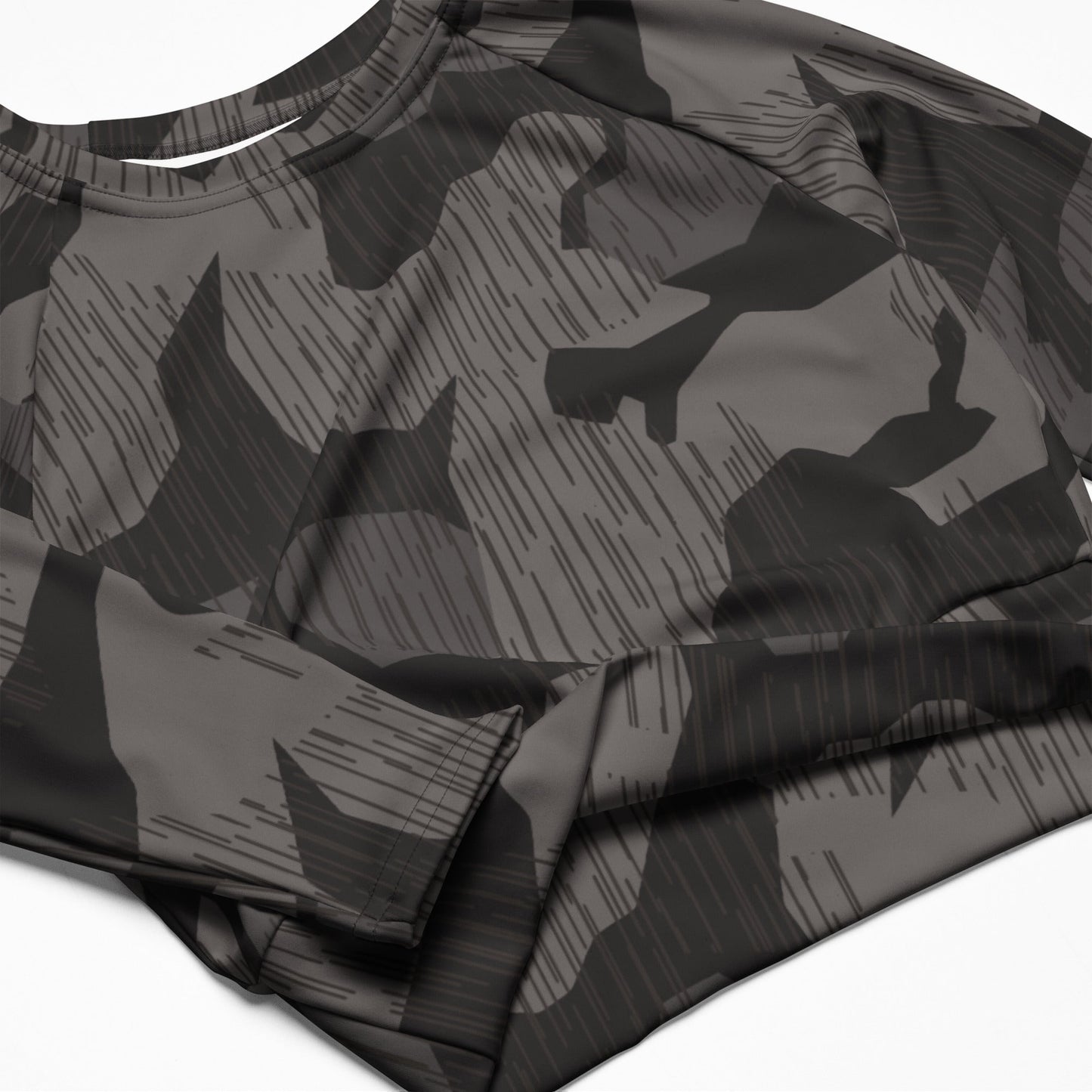 German Black Forest Splinter CAMO Womens Long-Sleeve Crop Top