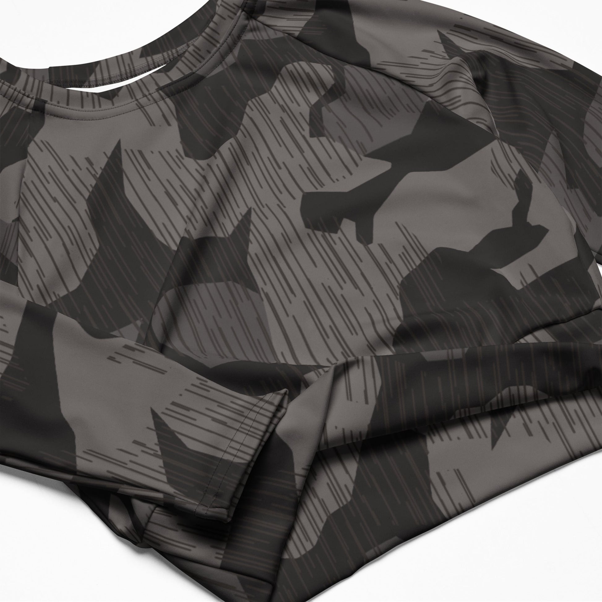German Black Forest Splinter CAMO Womens Long-Sleeve Crop Top