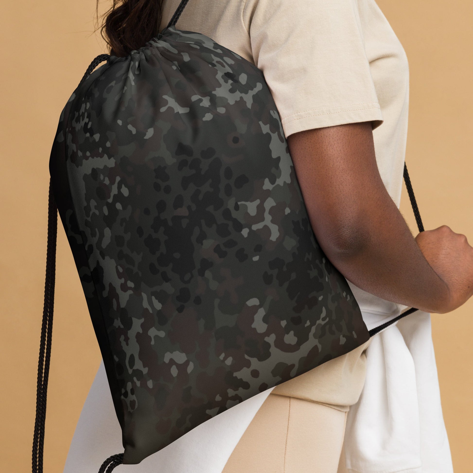 German Flecktarn Black CAMO Drawstring Bag - Bags