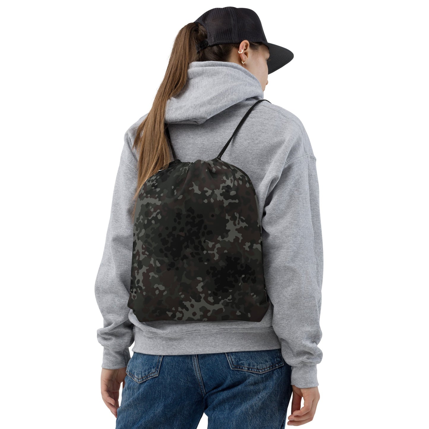 German Flecktarn Black CAMO Drawstring Bag - Bags