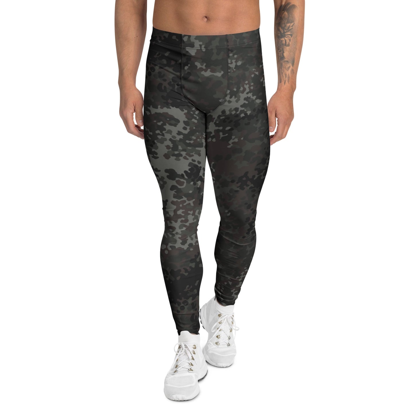 German Flecktarn Black CAMO Mens Leggings - XS