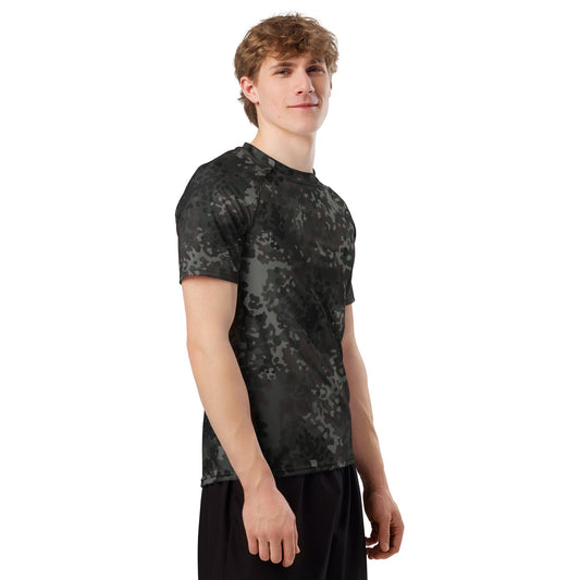 German Flecktarn Black CAMO Mens Short-Sleeve Rash Guard - Short-sleeve Guards