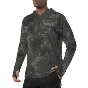 Flecktarn Black CAMO Mens Sunscreen Sports Hoodie With Thumb Holes - S / White