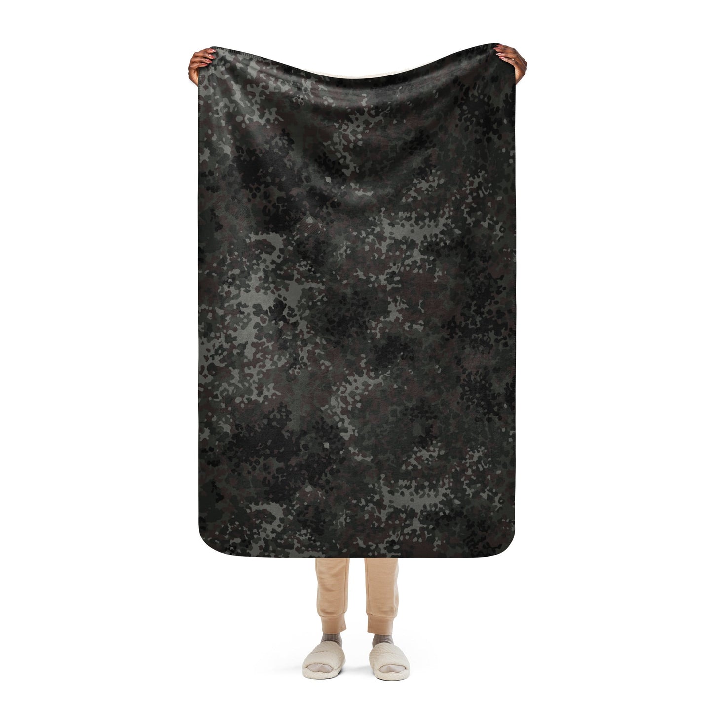 German Flecktarn Black CAMO Sherpa blanket - 37″×57″ - Blankets