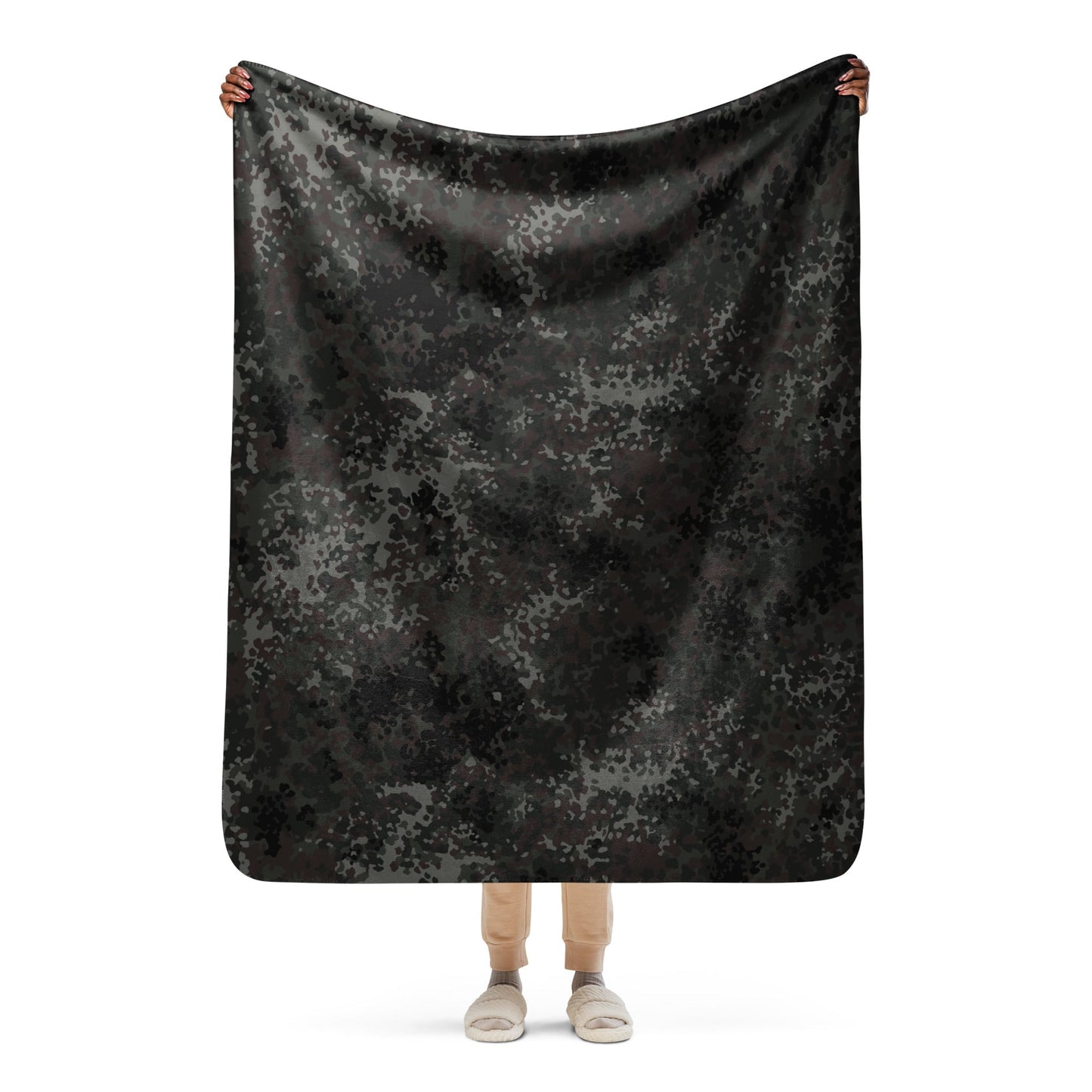 German Flecktarn Black CAMO Sherpa blanket - 50″×60″ - Blankets
