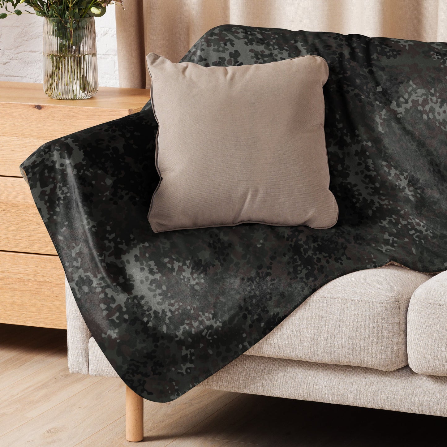 German Flecktarn Black CAMO Sherpa blanket - Blankets