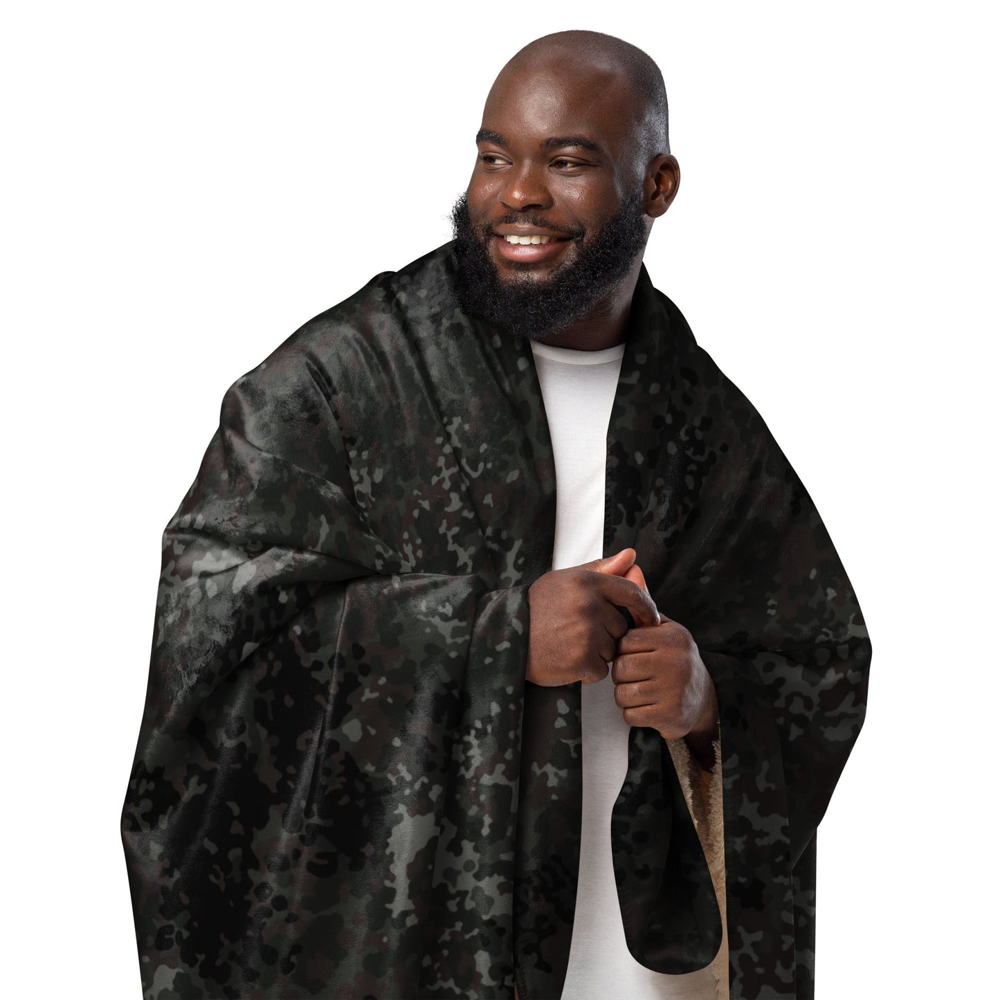 German Flecktarn Black CAMO Sherpa blanket - Blankets