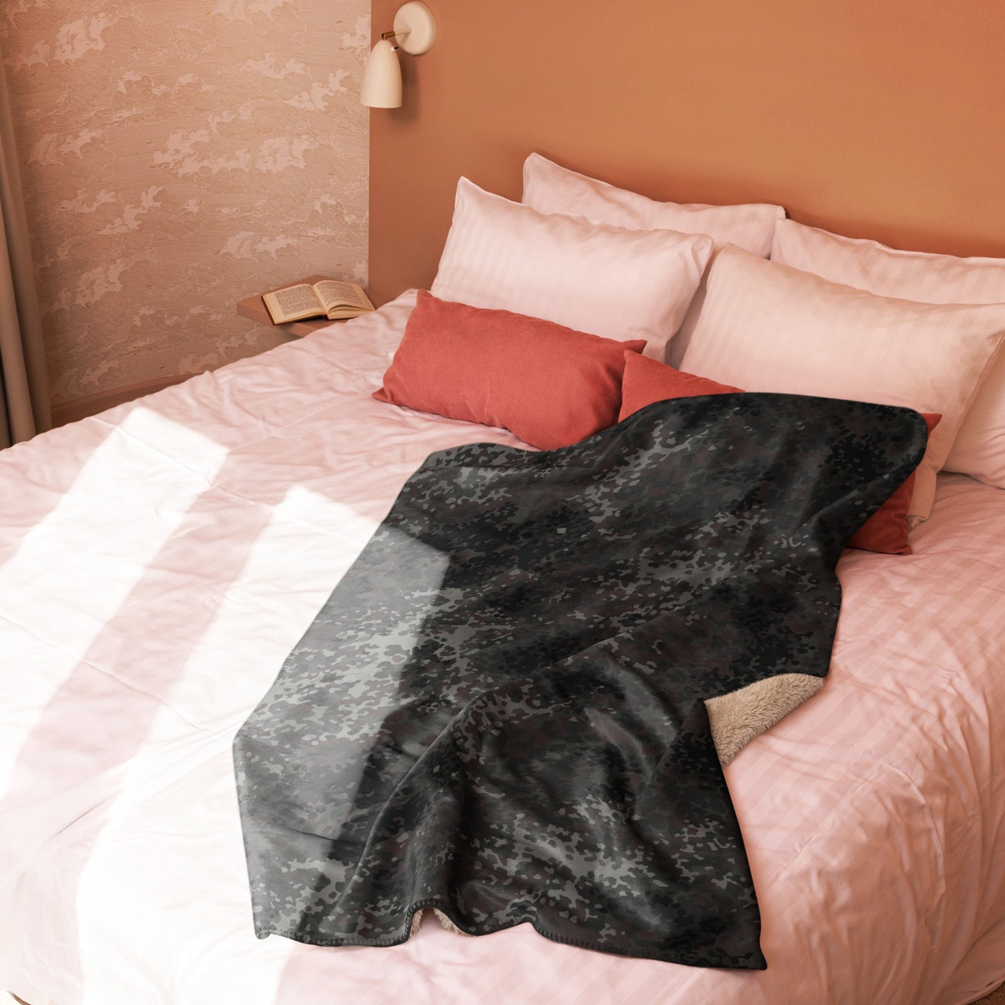 German Flecktarn Black CAMO Sherpa blanket - Blankets