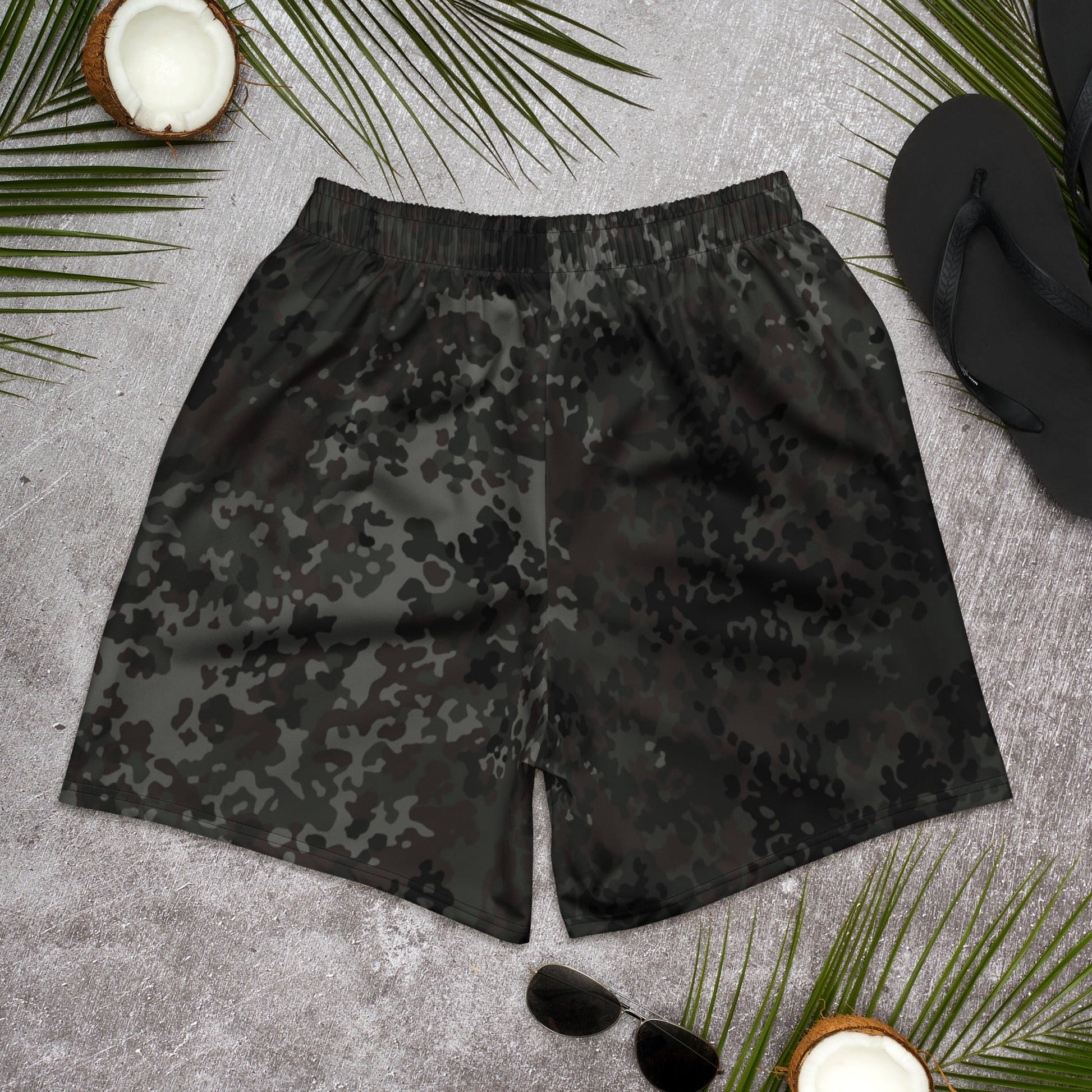 German Flecktarn Black CAMO Unisex Athletic Long Shorts