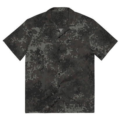German Flecktarn Black CAMO Unisex Short-Sleeve Button Shirt - 2XS