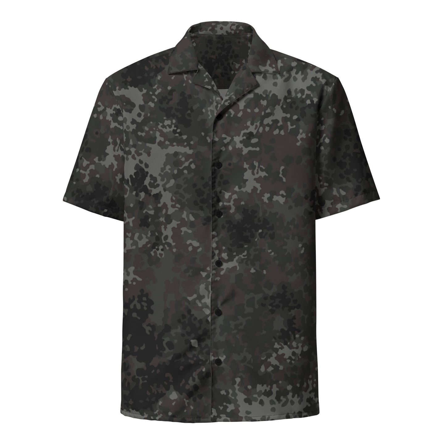 German Flecktarn Black CAMO Unisex Short-Sleeve Button Shirt