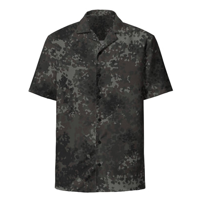 German Flecktarn Black CAMO Unisex Short-Sleeve Button Shirt