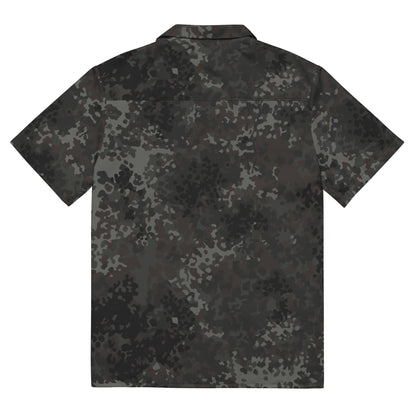 German Flecktarn Black CAMO Unisex Short-Sleeve Button Shirt