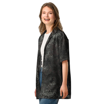 German Flecktarn Black CAMO Unisex Short-Sleeve Button Shirt