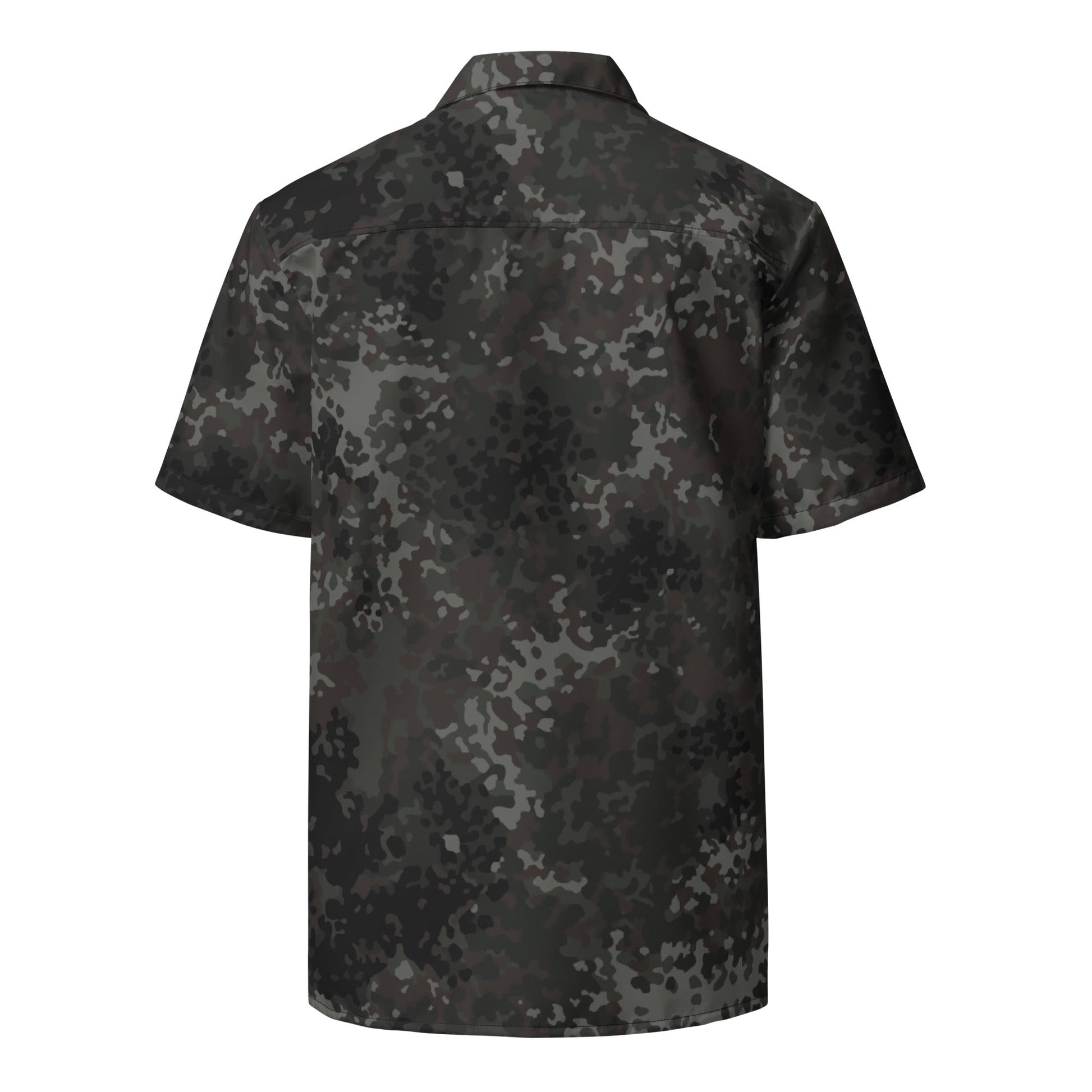 German Flecktarn Black CAMO Unisex Short-Sleeve Button Shirt