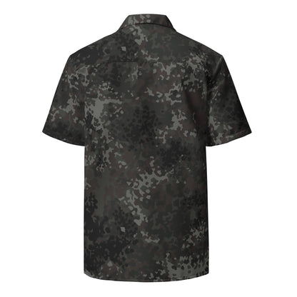German Flecktarn Black CAMO Unisex Short-Sleeve Button Shirt