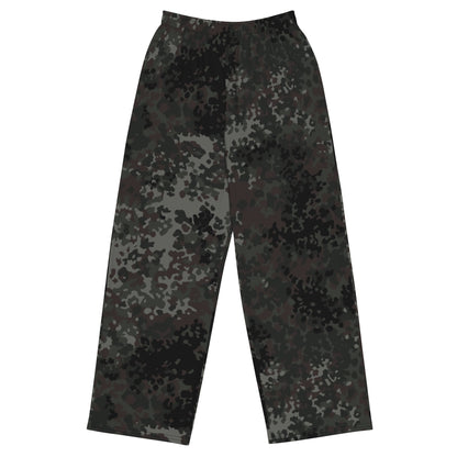 German Flecktarn Black CAMO unisex wide-leg pants - 2XS - Wide-leg Pants