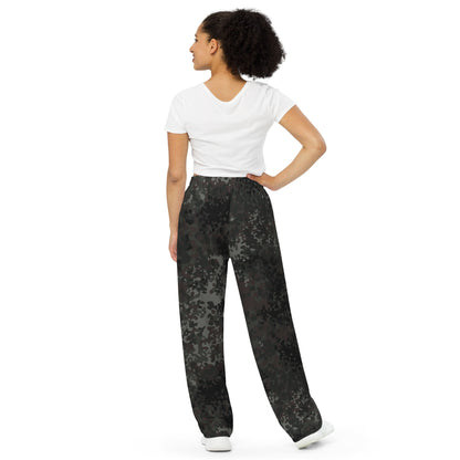 German Flecktarn Black CAMO unisex wide-leg pants - Wide-leg Pants