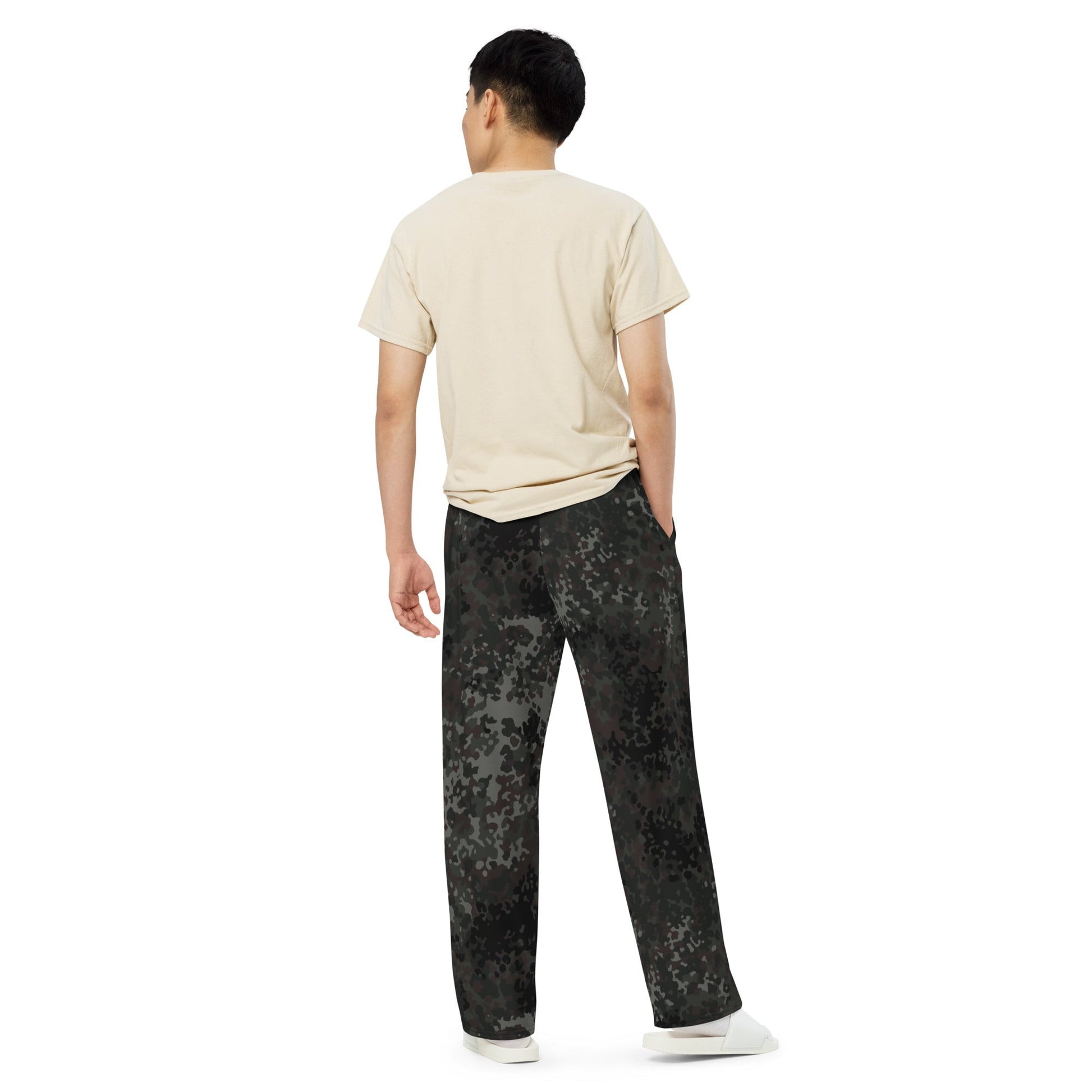 German Flecktarn Black CAMO unisex wide-leg pants - Wide-leg Pants
