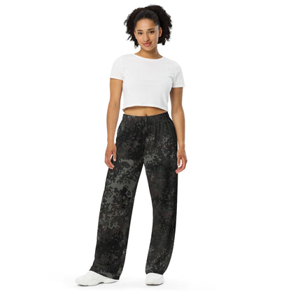 German Flecktarn Black CAMO unisex wide-leg pants - Wide-leg Pants