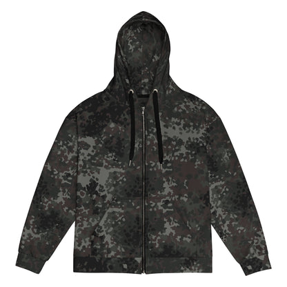 German Flecktarn Black CAMO Unisex zip hoodie - 2XS - Zip Hoodies