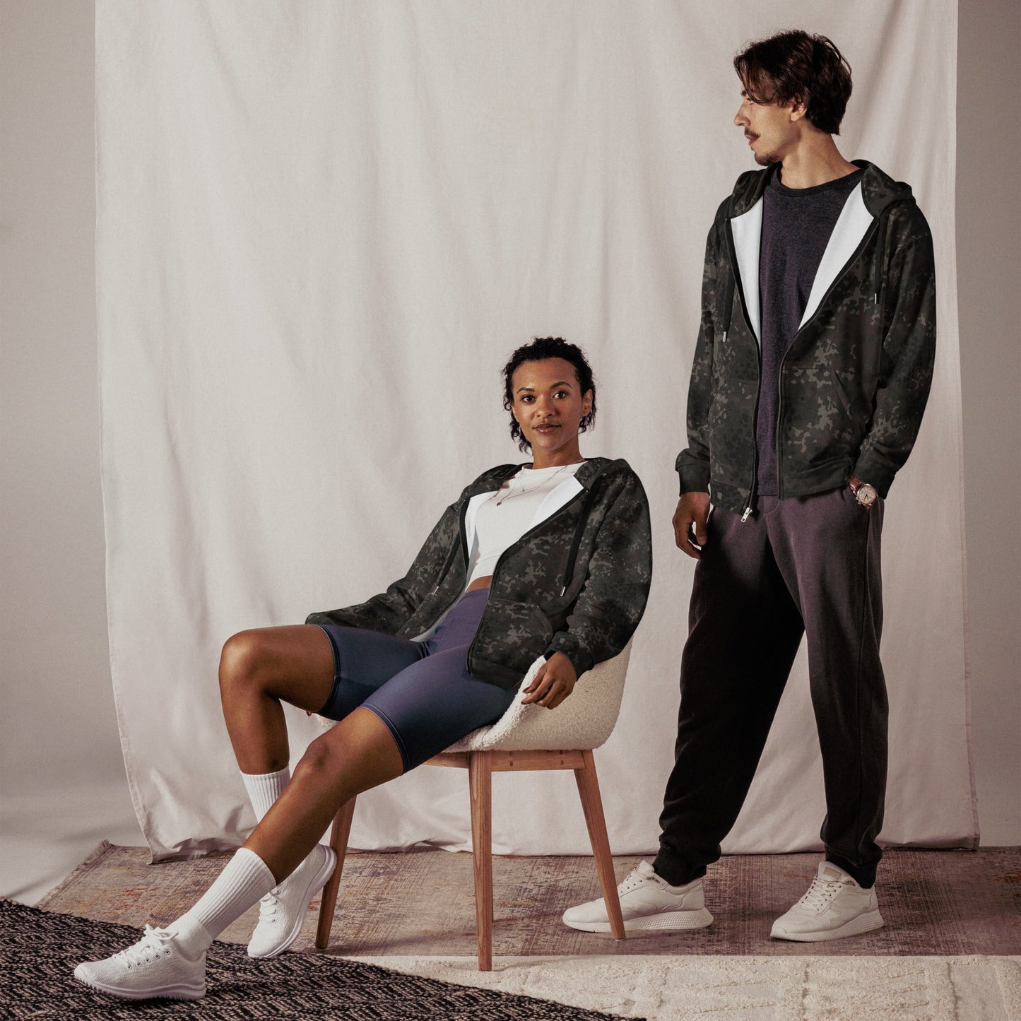 German Flecktarn Black CAMO Unisex zip hoodie - Zip Hoodies