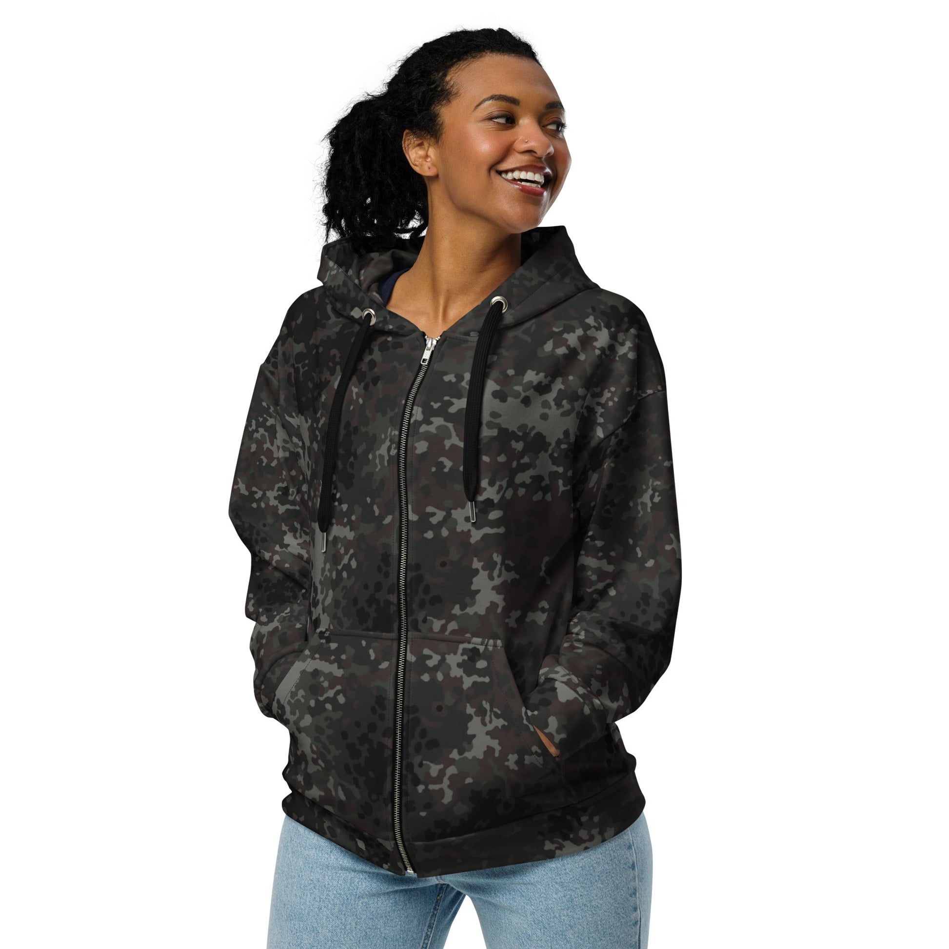 German Flecktarn Black CAMO Unisex zip hoodie - Zip Hoodies