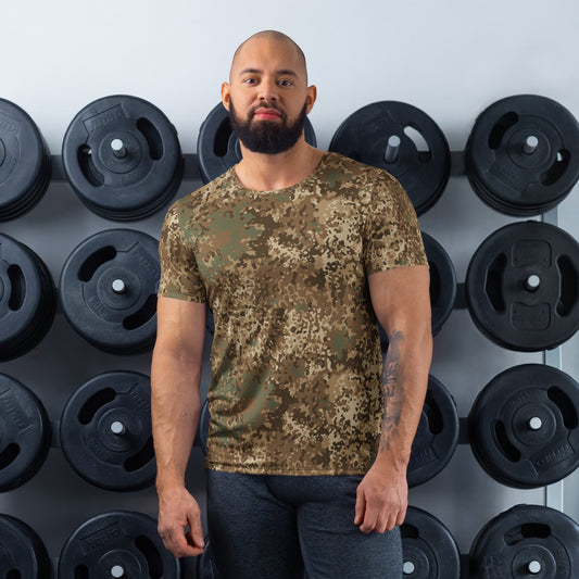 German Flecktarn Desert CAMO Mens Athletic T-Shirt - XS