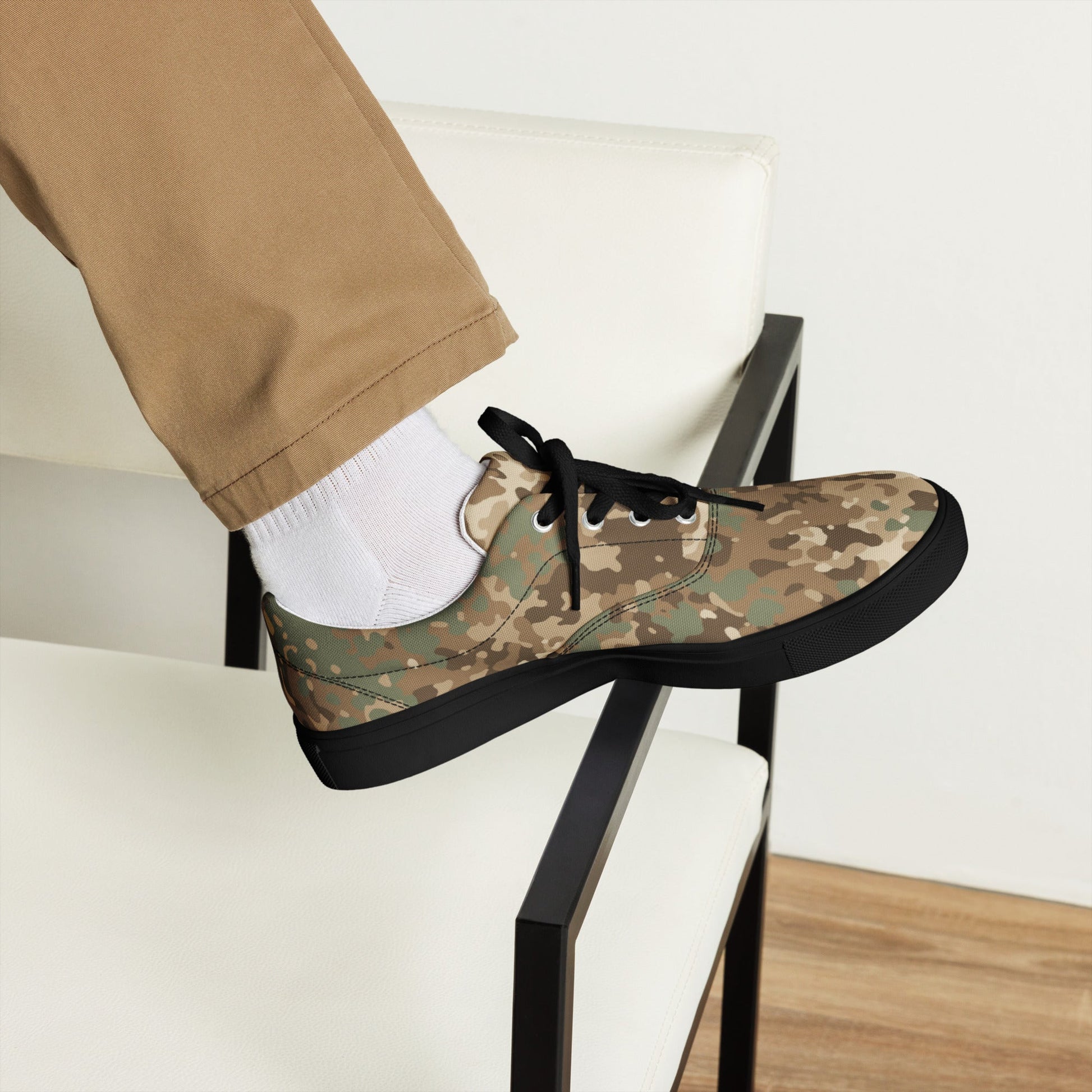 German Flecktarn Desert CAMO Mens Lace-Up Canvas Shoes - Lace-up