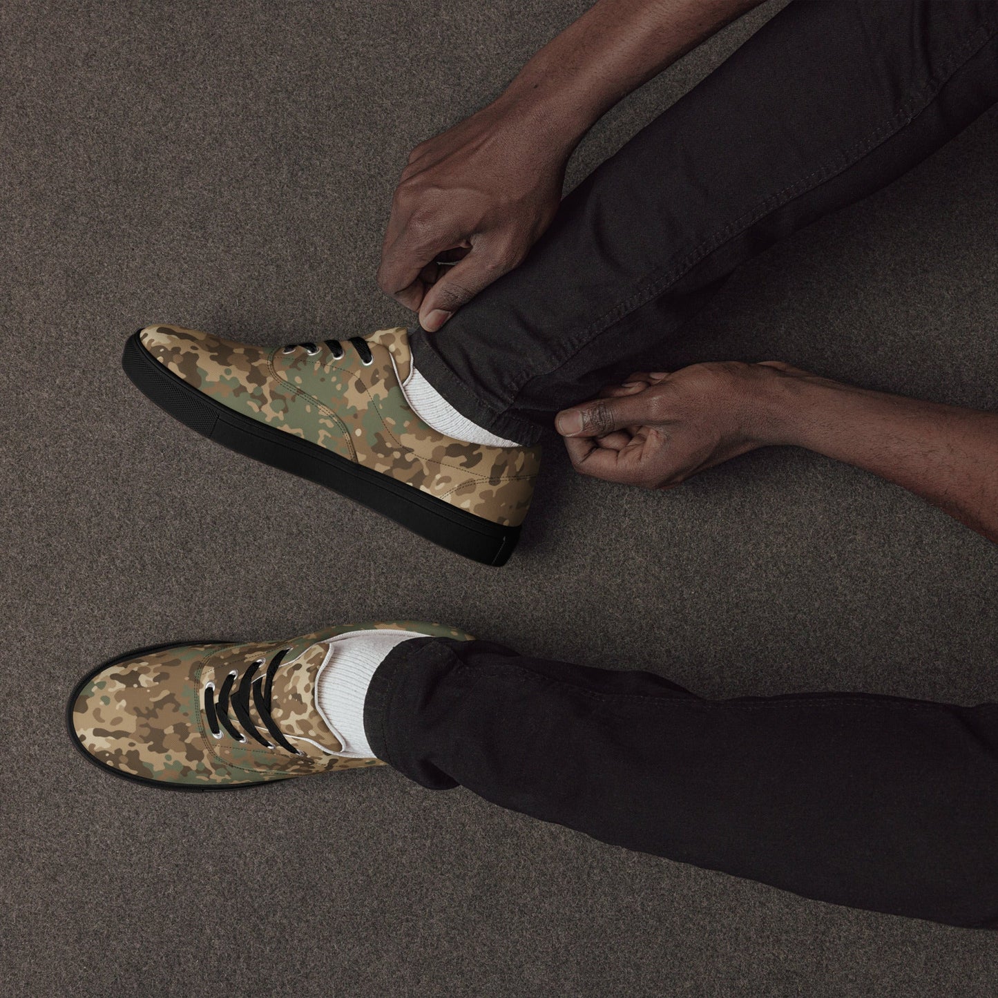 German Flecktarn Desert CAMO Mens Lace-Up Canvas Shoes - Lace-up