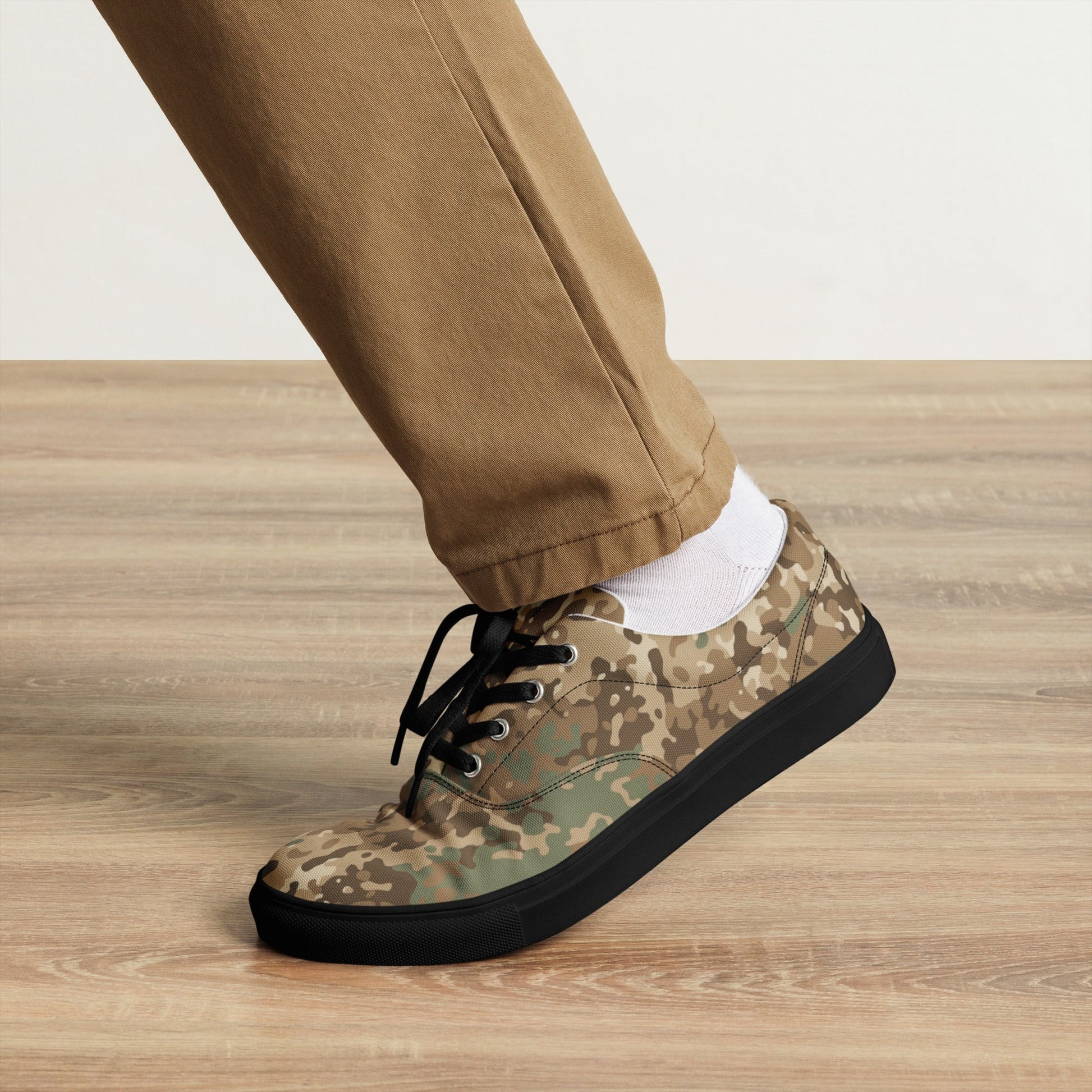 German Flecktarn Desert CAMO Mens Lace-Up Canvas Shoes - Lace-up