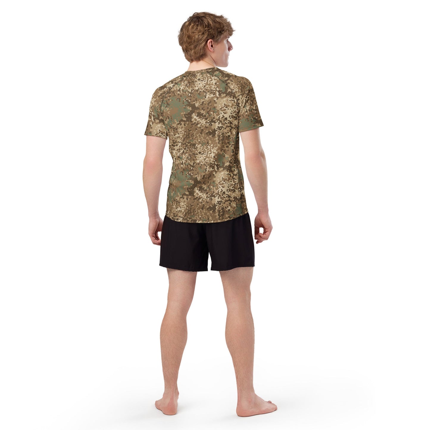 German Flecktarn Desert CAMO Mens Short-Sleeve Rash Guard