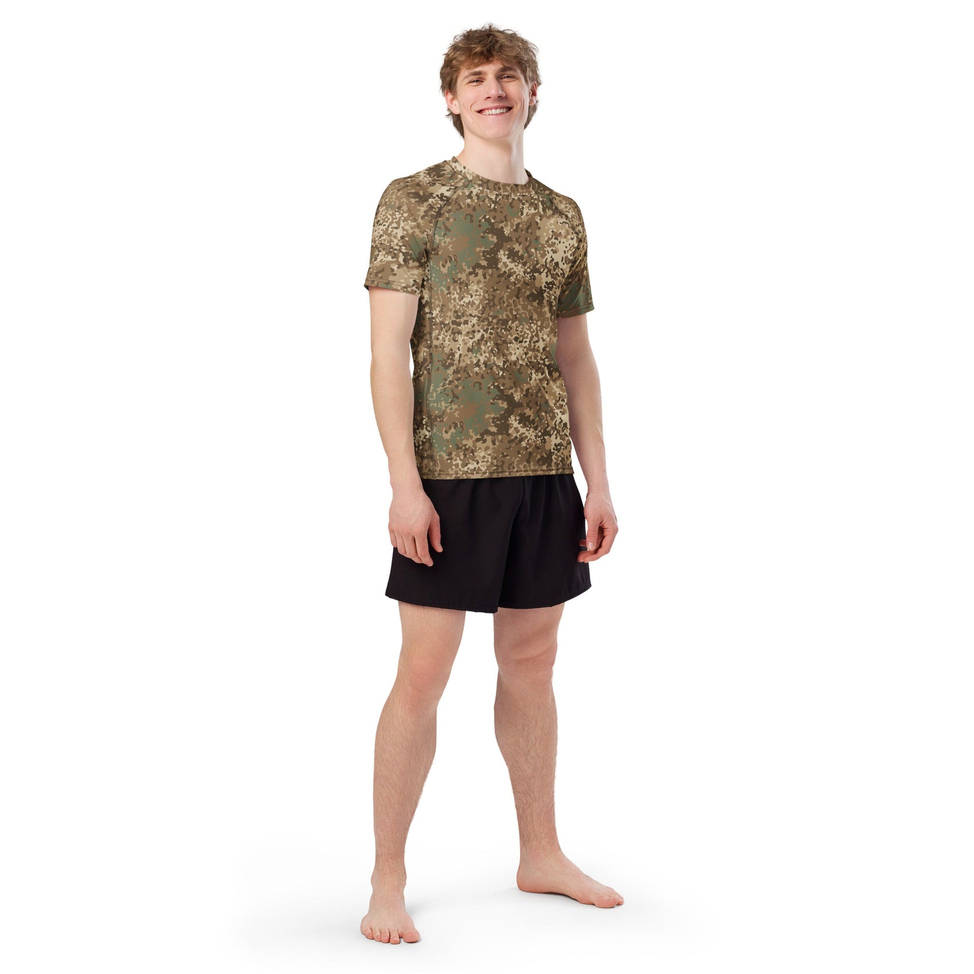 German Flecktarn Desert CAMO Mens Short-Sleeve Rash Guard