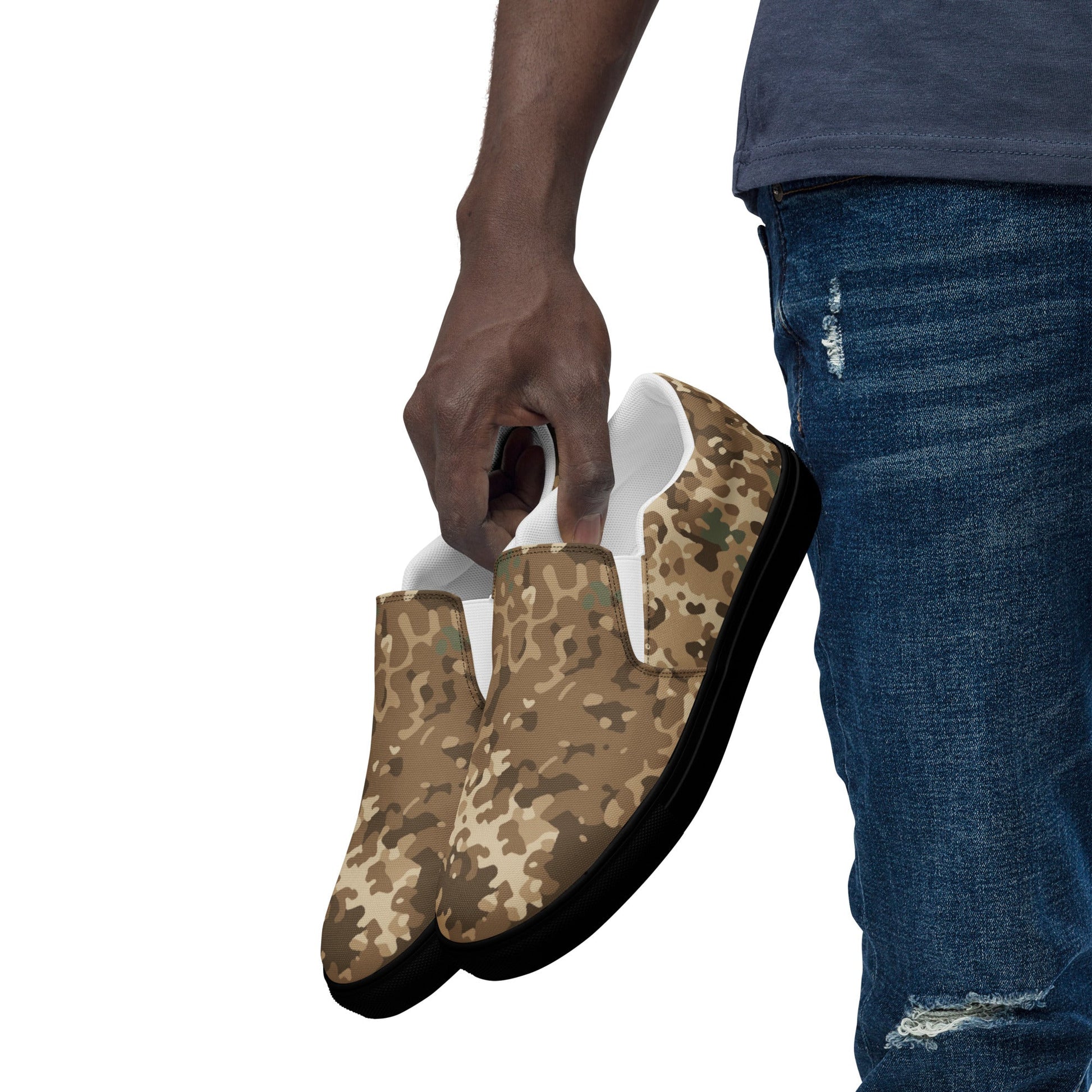 German Flecktarn Desert CAMO Mens Slip-On Canvas Shoes