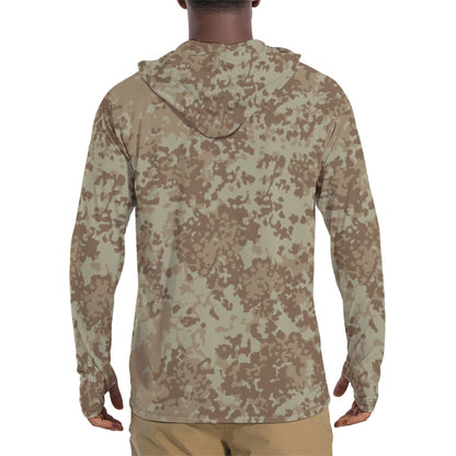 German Flecktarn Desert CAMO Mens Sunscreen Sports Hoodie With Thumb Holes