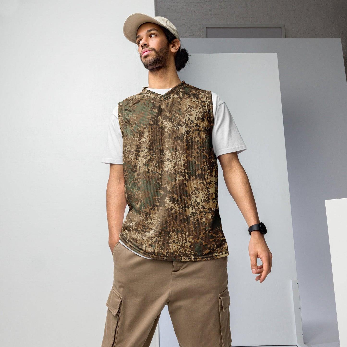 German Flecktarn Desert CAMO Unisex Basketball Jersey - 2XS