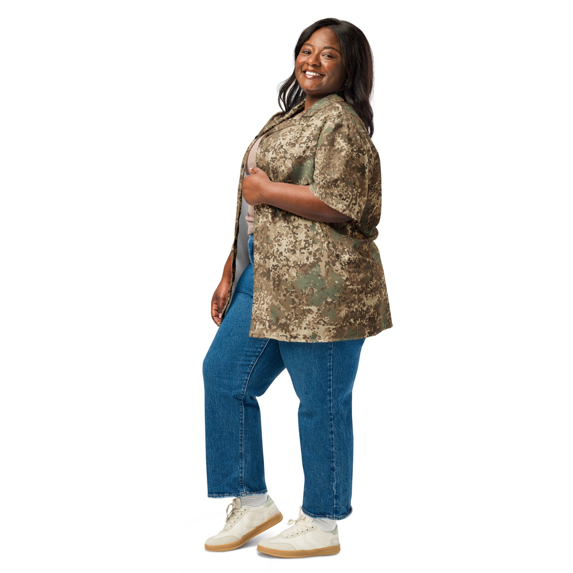 German Flecktarn Desert CAMO Unisex Short-Sleeve Button Shirt