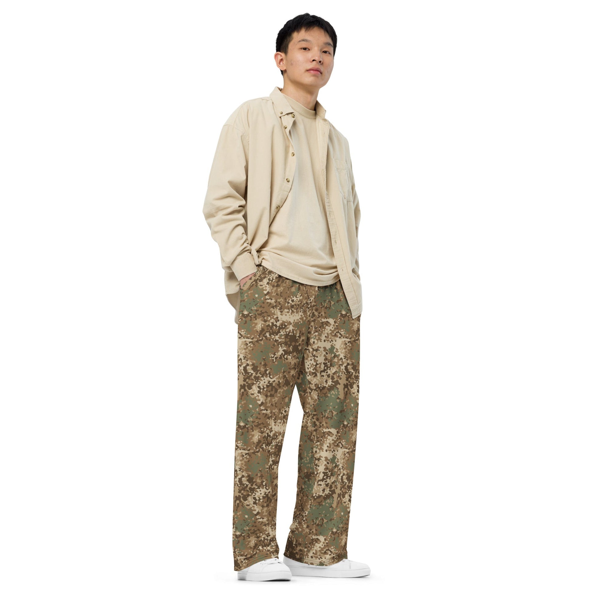 German Flecktarn Desert CAMO Unisex Wide-Leg Leisure Pants