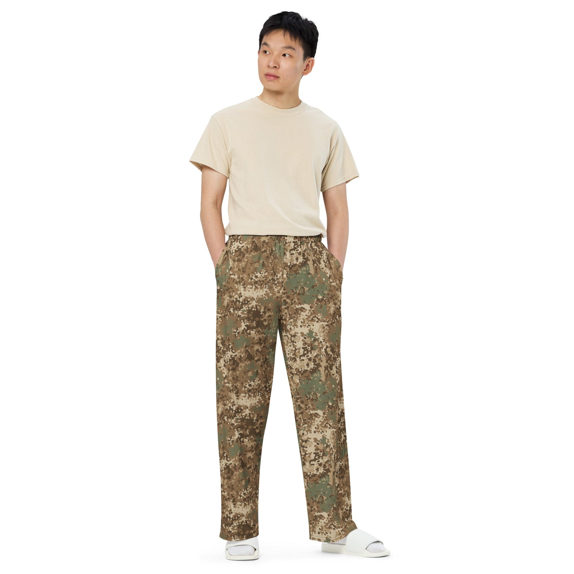 German Flecktarn Desert CAMO Unisex Wide-Leg Leisure Pants