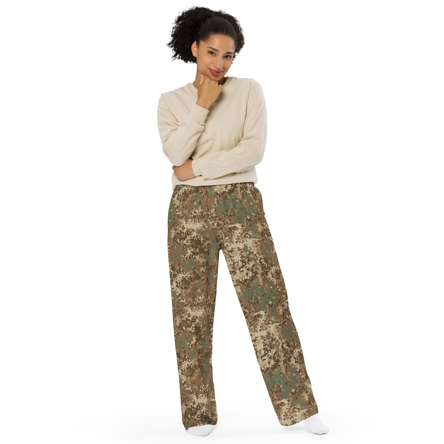 German Flecktarn Desert CAMO Unisex Wide-Leg Leisure Pants