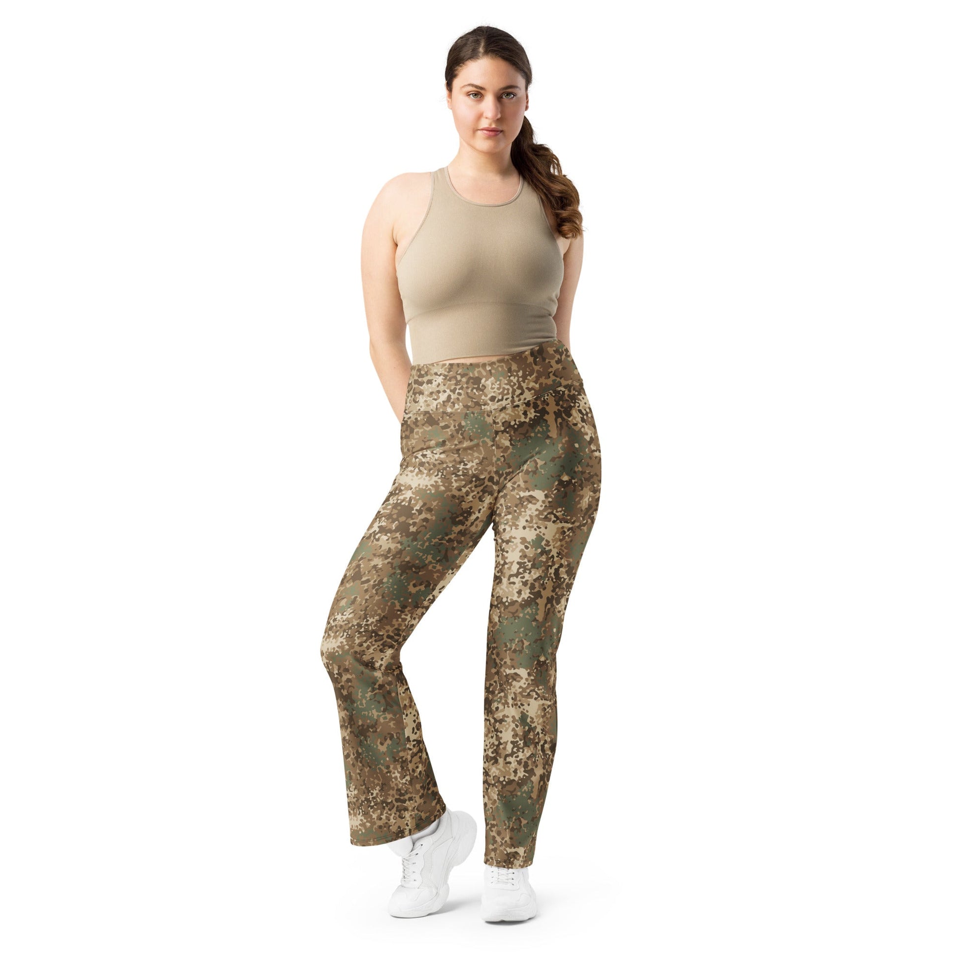 German Flecktarn Desert CAMO Womens Flare Leggings