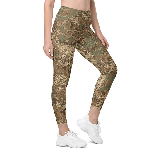 German Flecktarn Desert CAMO Womens Leggings with Pockets - 2XS