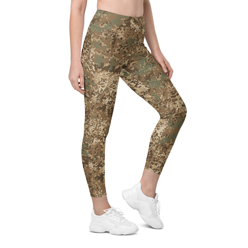 Flecktarn Bundeswehr Desert CAMO Womens Leggings with Pockets - 2XS - Women