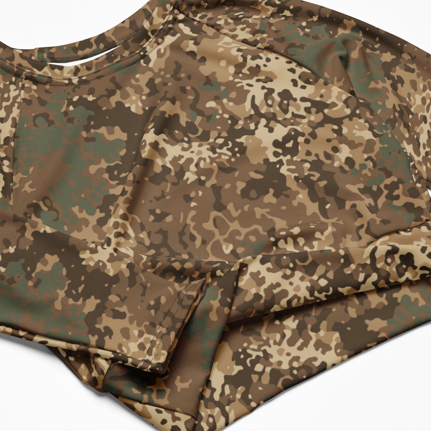 German Flecktarn Desert CAMO Womens Long-Sleeve Crop Top