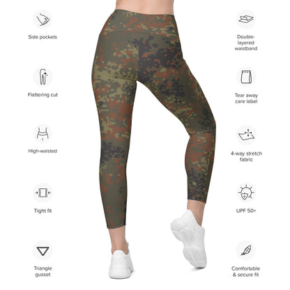 German Flecktarn CAMO Leggings with pockets - Womens With Pockets