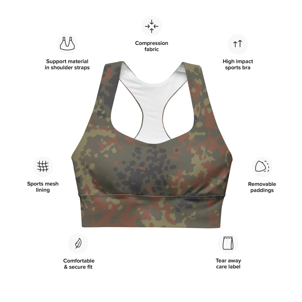 German Flecktarn CAMO Longline sports bra - Womens Sports Bra